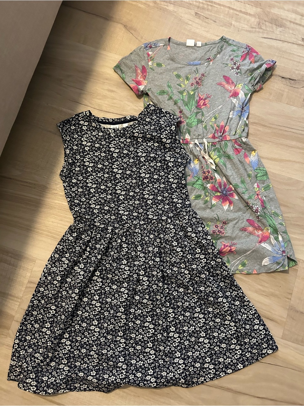 GAP Girls Floral Print Dress - Black & Gray